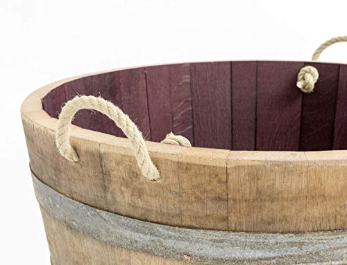 Temesso Holzfass, Kräuterbeet, Pflanzkübel Weinfass Fass halbiert mit Trageschlaufen (echtes Weinfass D70cm H40cm) Original – Bild 8