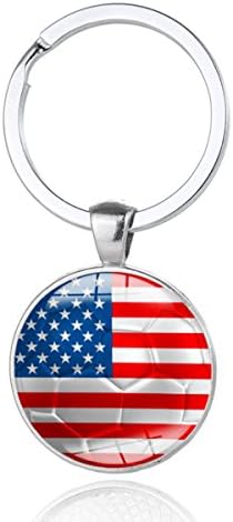 Football Pendant Keyring World Cup National Flag Keychain Soccer Fans Souvenir Collection (US)