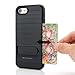 iPhone 7 Wallet Case, Moonmini Heavy Duty Shockproof Slim Fit Protective Kickstand Grip Cover with Hidden Credit Card Slot Holder for iPhone 7 - Black