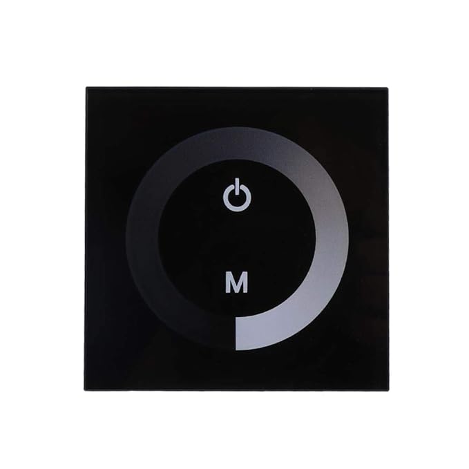 DC 12V-24V Wand Touch Panel Controller Helligkeit einstellbar Dimmer für Single Color LED Lichtleiste(Schwarz)
