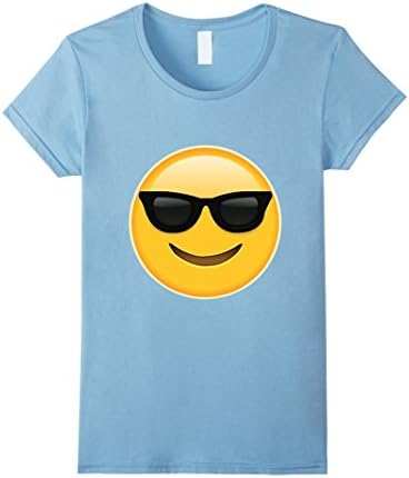 Women's Glass Emoji Face T-shirt | Emoticon Glasses Face Smile Tshir Medium Baby Blue