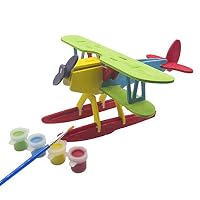 Miscy 3d Puzzle Wooden Plane Art Projects Craft Wood 3d Puzzles for Kids Adults Wood Model Kits Airplanes Assemble Paint DIY Toy Hydropplane