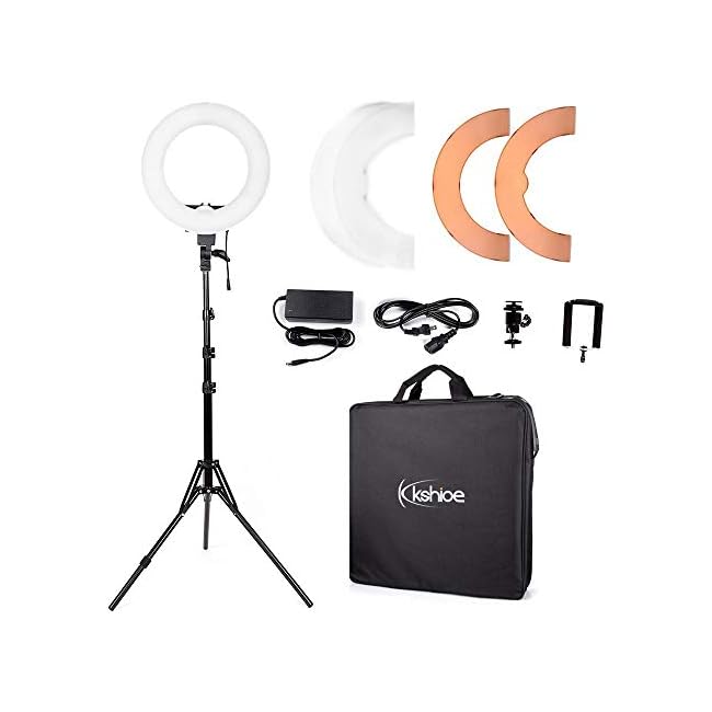 Kshioe Anillo de luz LED regulable de 14