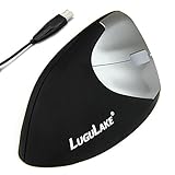 LuguLake Vertical Ergonomic Mouse Optical Mice, Wired, Right Hand Stress Relieving Black