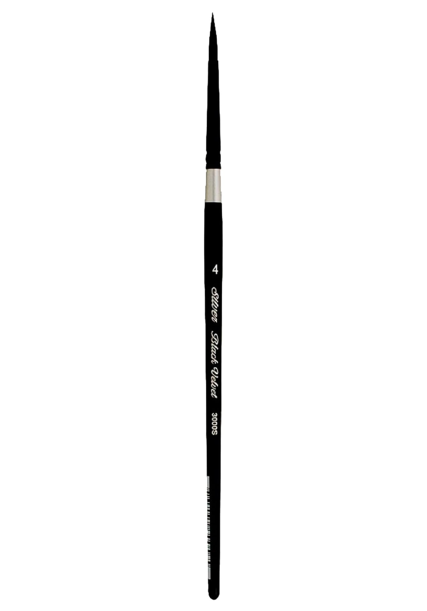 Silver Brush Limited 3000S-4 Black Velvet Professional Round Paint Brush, Natural Squirrel Hair and Synthetic Mix Blend Filament Watercolour Brush, Size 4, Short Handle