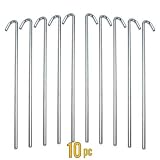 ALAZCO 10pc Galvanized Steel Tent Pegs - Garden Stakes -Heavy Duty - Rust Free