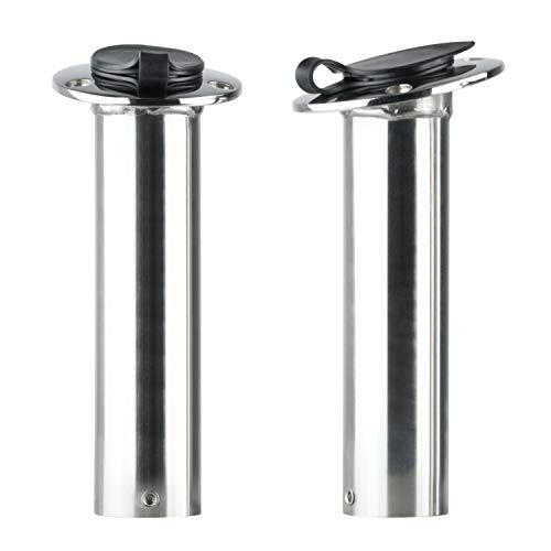 Amarine Made 2 Stück 15 Grad Edelstahl robuste bündige Montage sonnenbeständig Rutenhalter mit schwarzer PVC-Kappe und… – Bild 5