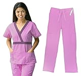 Material Girl Womens Scrub Sets Top and Pants Nurse Uniform 7872