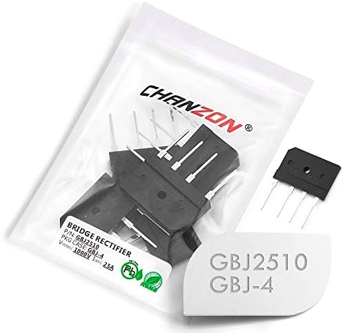 Lavino (5 Pcs) GBJ2510 Bridge Rectifier Diode 25A 1000V GBJ-4 (SIP-4) GBJ 2510 Single Phase Full Wave 25 Amp 1000 Volt 2510 Silicon