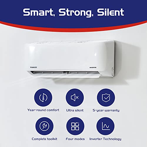 Pioneer Air Conditioner WYS012G20 Wall Mount Ductless Inverter+ Mini Split Heat Pump, 12000 BTU