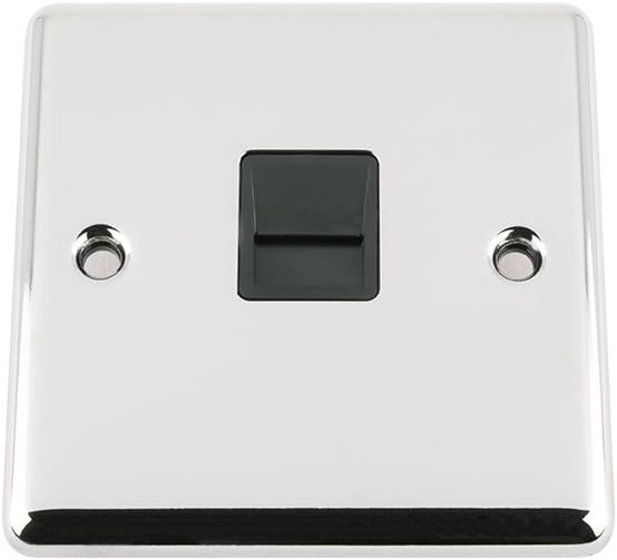 Master Telephone BT Plug Socket - Polished Chrome Classic - Black Insert, Medium