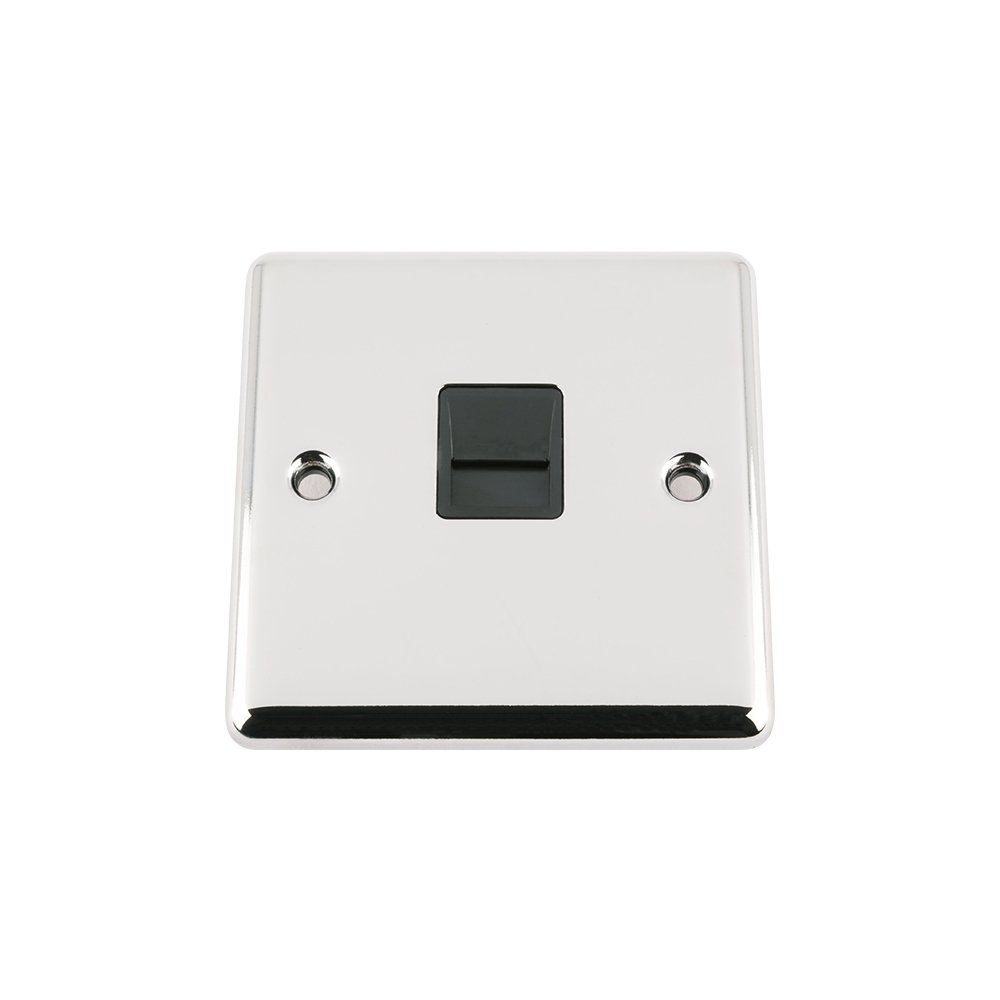 Master Telephone BT Plug Socket - Polished Chrome Classic - Black Insert