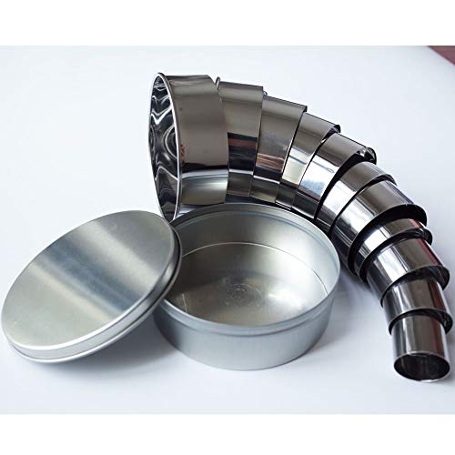 ScivoKaval Round Cookie Biscuit Cutter Cutters Set 11 pcs Circle Pastry Donut Doughnut Sizes Baking Stainless Steel Metal Ring Mold Molds with Compact Storage Tin - Thumbnail 3