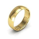 14K Yellow Gold men's and women's plain wedding bands 6mm comfort-fit light