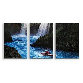 3 Piece Canvas Wall Art Waterfall in Deep Forest of Croatia Painting Artwork for Home Prints Frame - 16"x24" x 3 Panels
