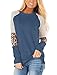 Floral Find Women's Long Sleeve Leopard Color Block Tunic Comfy Stripe Round Neck T Shirt Tops