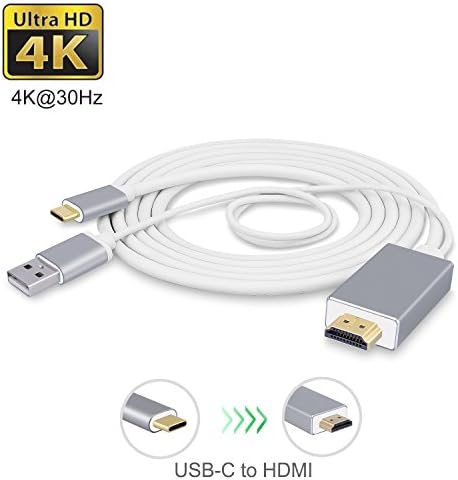 USB-C to HDMI Cable 6Ft with Charging Port CoocoTech USB 3.1 Type C to HDMI Cable with USB Charge Port MHL Adapter Cable Support 4K@30Hz for Samsung Galaxy S8/S8+, New MacBook Pro 2017/ 2016, LG G5