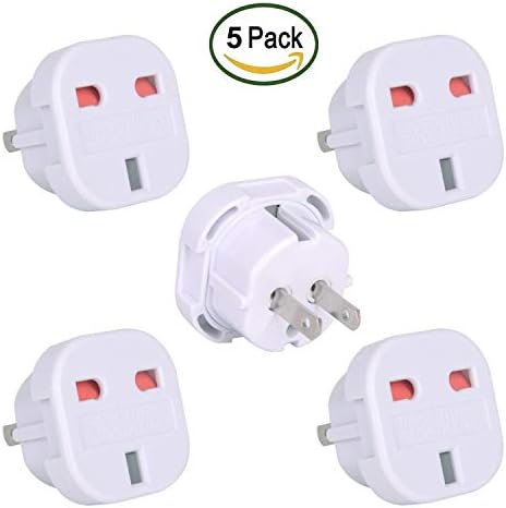 【5 Packs】 UK to US Travel Adapter suitable for USA, Canada, Mexico, Thailand, China, Philippines - Refer to Description for country list.