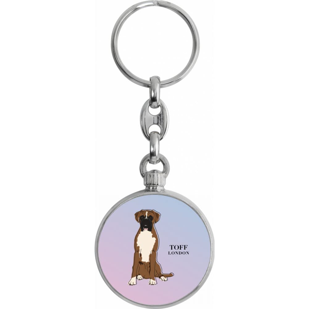 Toff London Brown And White Boxer Dog Keyring
