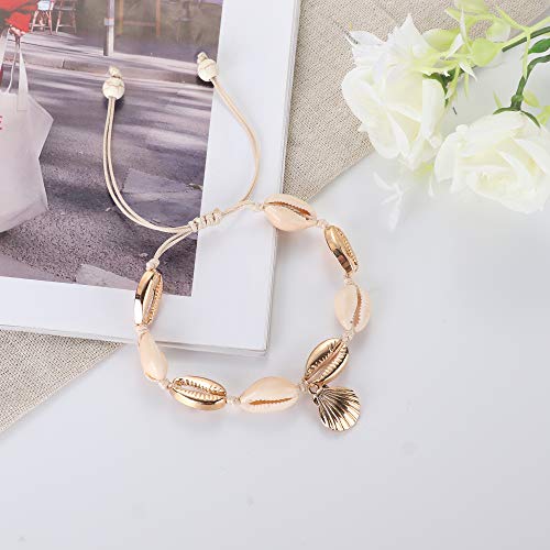 FUNRUN JEWELRY 8PCS Starfish Turtle Shell Anklet for Women Girls Handmade Multilayer Anklet Bracelet Adjustable Beach Foot Jewelry