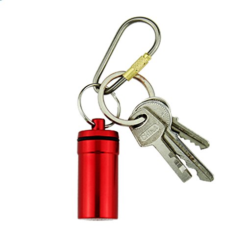 Fivebop 6Pcs Aluminum Alloy Keychain Pill Holder Fob Small Waterproof Geocaching Containers with Key Ring - Thumbnail 5