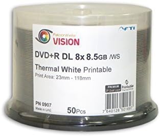 Premium Quality Dual Layer DVDs - DVD+R Falcon Vision White 2P Thermal Hub Printable 8x 8.5GB 50 Disc Cakebox Blank DVDs
