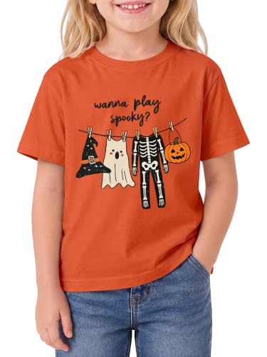 Halloween T Shirt for Girls Boys Cute Ghost Skeleton Pumpkin Bat… at Amazon