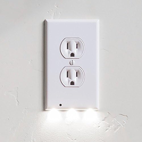 2 Pack Wall Plate Guidelight - Outlet Wall Plate With LED Night Lights - No Batteries Or Wires - Installs In Seconds - (White)