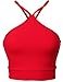 Luna Flower Women's Basic Simple Strappy High Neck Crop Tops