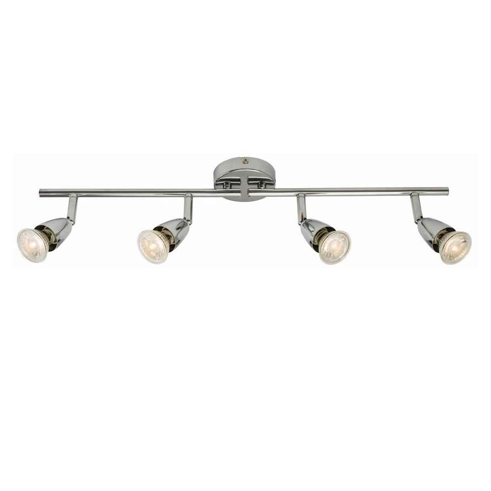 Saxby Ceiling 4 Light Spotbar Fitting - 2 Individualy Adjustable Bars with 2 Fully Adjustable Spotlights Each Chrome Plated LED Compatible Dimmable