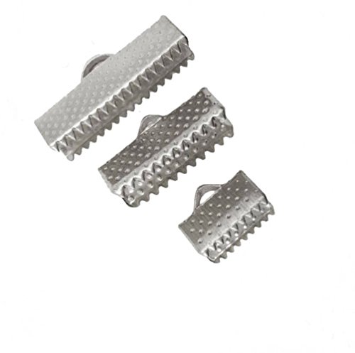 100pcs Top Quality Ribbon Crimp End 10mm Silver Plated Crimp Beads for Jewelry Making CF158-10