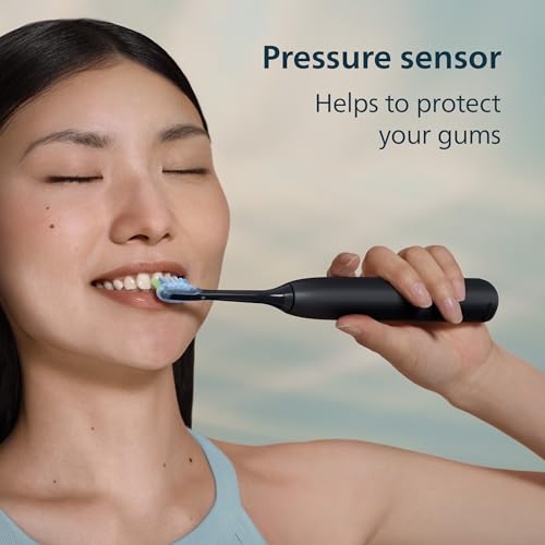 Philips Sonicare 5950 Series Electric Toothbrush, with Pressure Sensor, for Sensitive Gums, 6 Brushing Settings, SmarTimer, BrushPacer, 21-day Runtime, Travel Case, Black, HX7131/03