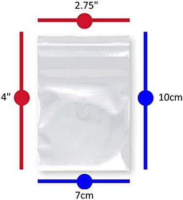 9cube 100 Clear Plastic Bags - Quality Resealable Grip Self Seal Polythene Ziplock Storage Bags (7cm x 10cm) (2.75" x 4")