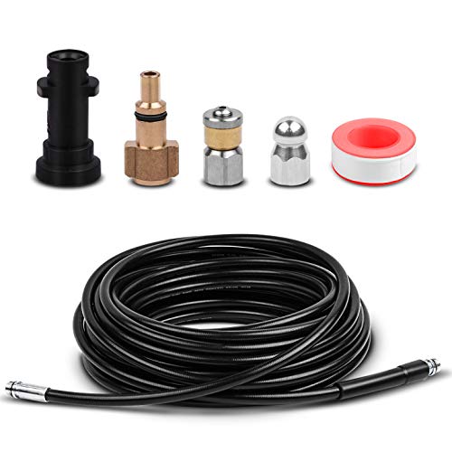 DERASL 15-Meter Drain Cleaning Kit | High-Pressure Hose with Quick Connectors | Compatible with Karcher K2-K7 and LAVOR Washers | Ideal for Unblocking and Cleaning Tasks