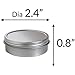 2 oz Metal Steel Tin Flat Container with Tight Sealed Twist Screwtop Cover (8 pack) + Labels
