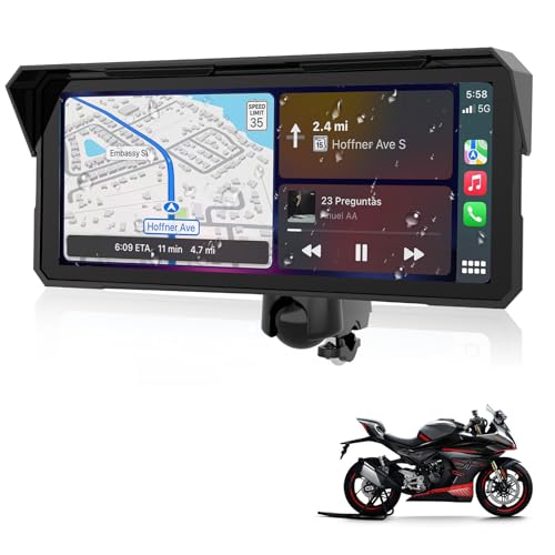 8.1 Inch Motorcycle Carplay Wireless Carplay and Android Car for Motorcycles, IP67 Waterproof Touchscreen Motorcycle Navigation GPS Bluetooth Audio, Siri and Google