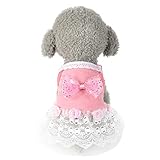Dog Cat Bow Tutu Dress Lace Skirt, Gotd Cute Sweet Pet Puppy Dog Apparel Clothes Short Skirt Dress (M, Pink)