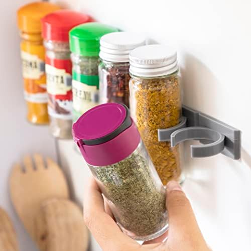 Organizador de especiarias de cozinha, estante de especiarias de cozinha, estante de especiarias, organizador adesivo de especiarias, organizador de especiarias de cozinha, organizador de cozinha, cor cinzenta, para 20 frascos
