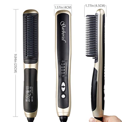 Garberiel 2 in 1 Hair Straightener Brush Straight Hair Comb and Curly Hair Comb 3 Purpose Comb with Premium PTC Ceramic Heating Components 6 Modes