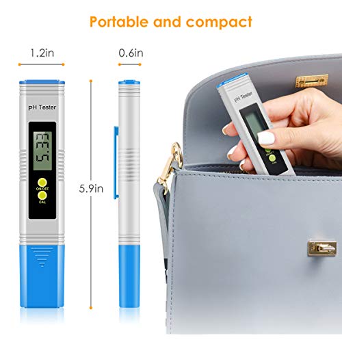 Digital PH Meter, Wellcows PH Meter 0.01 PH High Accuracy Water Quality Tester with 0-14 PH Measurement Range for Household Drinking, Pool and Aquarium Water PH Tester Design with ATC (2019-Blue) - Thumbnail 2