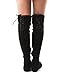 ROF Women Fashion Comfy Vegan Suede Side Zipper Over the Knee Boots