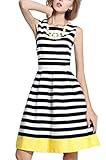 The Bazaar R Women's Summer Sleeveless Knee Length Striped A Line Dress