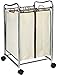 Simple Houseware 2-Bag Heavy Duty Rolling Laundry Sorter Cart, Chrome – 2 Section Removable Bags and Lockable Wheels for Laundry Room Organization