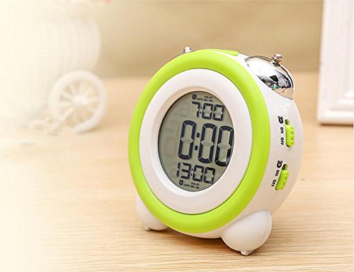 Zinnor Toddler Stay-In-Bed Light Clock, Simple LED Cute Mini Portable Alarm Clock - Teaches Child When Ok-to Wake Up + Kids Alarm or Night-light (Green)