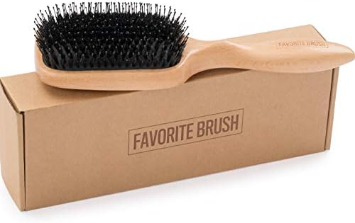 The Favorite Brush, wooden paddle hairbrush with boar bristles and nylon pins. The perfect wet and shine brush, for detangling and adding shine. (Natural Wood hair brush)