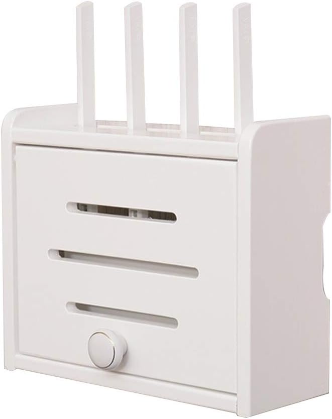 LBYMYB Solid Wood Wireless WiFi Router Storage Box, Wall-Mounted Power Wire Storage Shelf, Wall Occlusion Box Free Punching24.5x9.8x20cm Wall Shelf (Color : A, Size : 24.5x9.8x20cm)