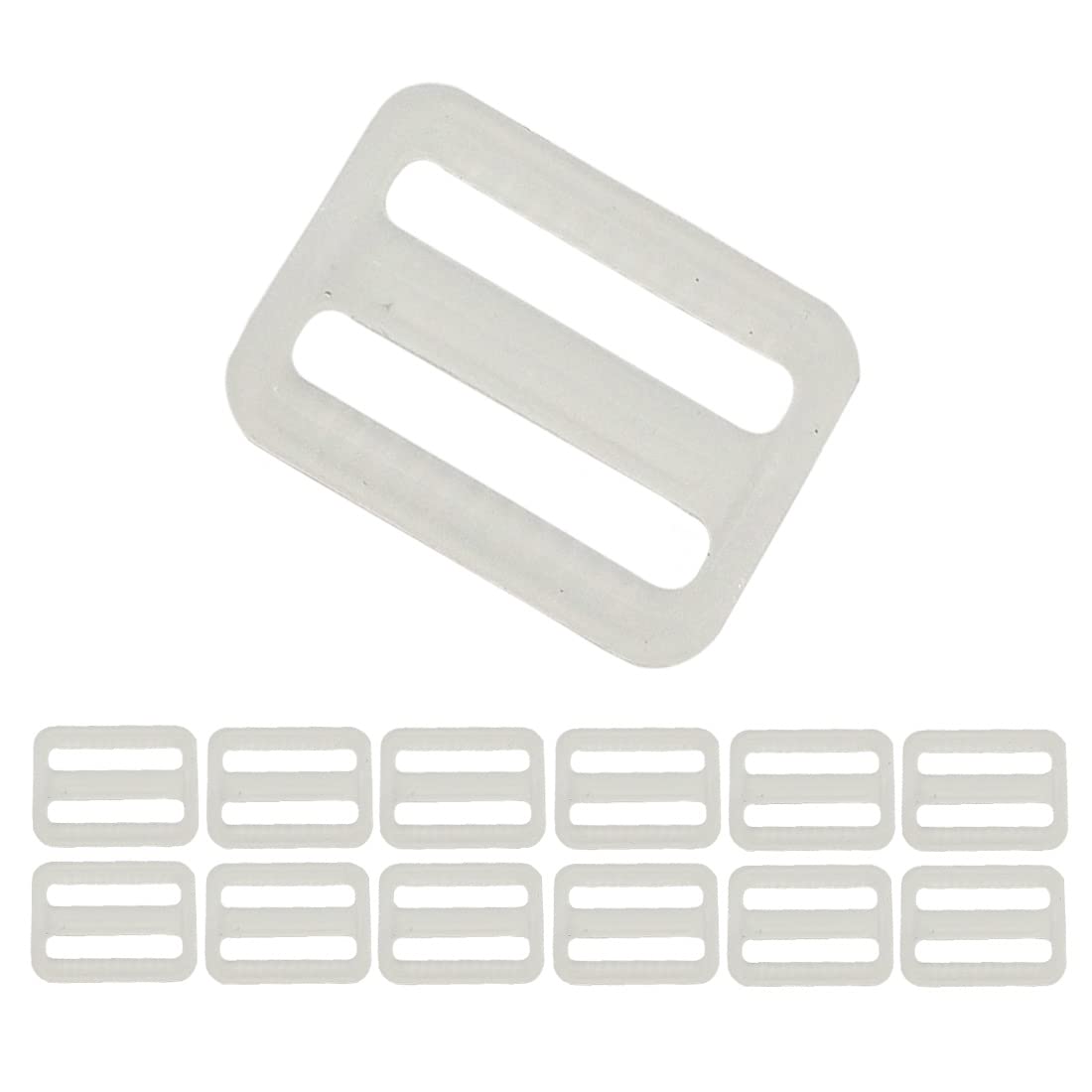 JYC CREATIVE 12 Backpack Buckles, Select Size and Color, Plastic Buckles, Polypropylene Brooch, Closure and Washer, Closure for Bags, Backpack Closure, (12 x 32 mm, Transparent Washer)