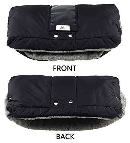 Fleece Stroller Hand Muff, BETITETO Winter Anti-Freeze Gloves for Baby Stroller Jogger Pram Water Resistant Warmer Gift for Parents and Caregivers (Black - Upgrade Version)