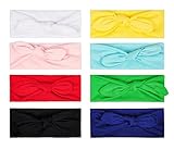 Elastic Womens Headband, Bunny Ears Bow Headband Hairband Headwrap 8 Pack Many Colors (Set 4)