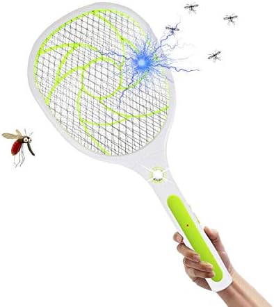 EXTSUD Bug Zapper Racket Mosquito Killer, Wasp Bug Mosquito Swatter Zapper, USB Rechargeable LED Lighting Double Layers Mesh Safe Protection for Indoor Travel Campings and Outdoor (Green)
